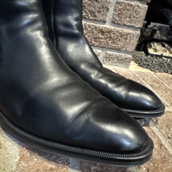 BOSS Derrk Chelsea Boot Mens Size 10.5 Black Leather Italy Ankle Dress Pull On - Picture 9 of 16